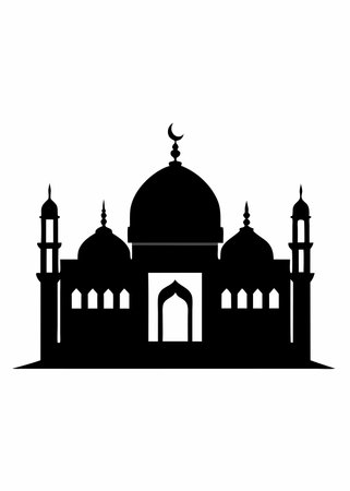 Black Mosque silhouette on white backgroundのイラスト素材