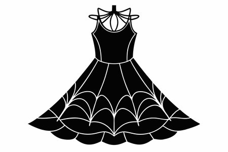 Black trapeze dress silhouette on white backgroundのイラスト素材