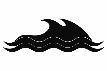 Black water wave silhouette on white backgroundのイラスト素材