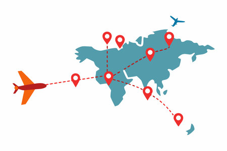 Aeroplan Route vector on white backgroundのイラスト素材