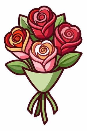 Bouquet of rose vector on white  backgroundのイラスト素材
