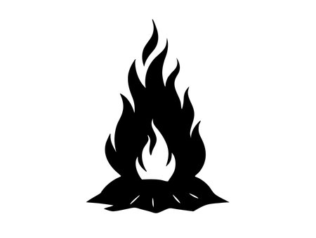 Burning bonfire silhouette isolated on white backgroundのイラスト素材