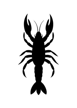 Crawfish silhouette isolated on white backgroundのイラスト素材