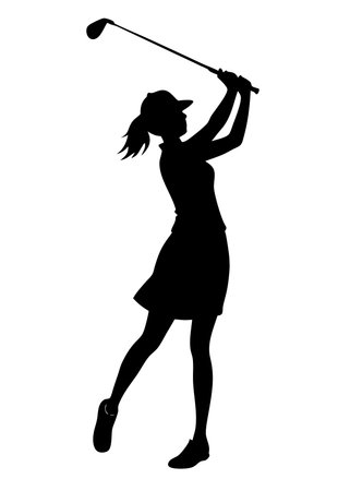 Golf girl silhouette isolated on white backgroundのイラスト素材
