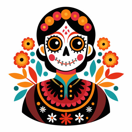 dÃ­a de muertos vector on white backgroundのイラスト素材