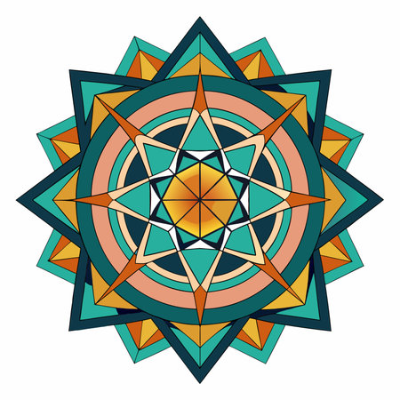 Geometric mandala vector on white backgroundのイラスト素材