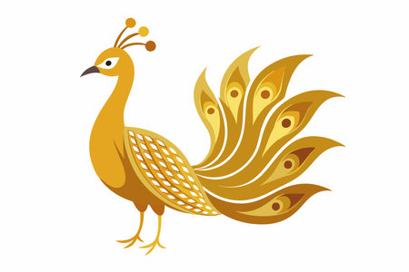 Gold Peacock vector on white backgroundのイラスト素材
