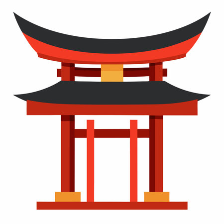 Japanese temple vector on white backgroundのイラスト素材
