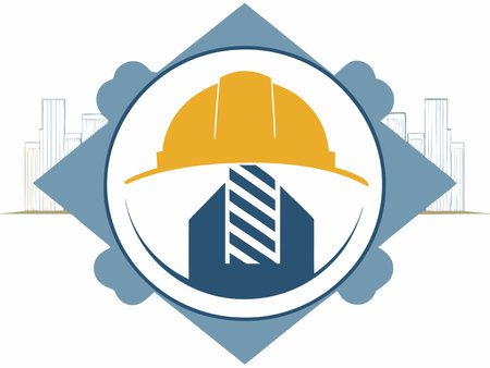 Construction logo illustration on white backgroundのイラスト素材