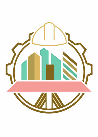 Construction logo illustration on white backgroundのイラスト素材