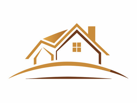House luxury line art logo illustration on white backgroundのイラスト素材