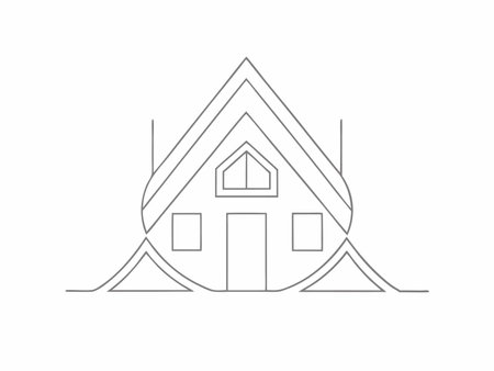 House luxury line art logo illustration on white backgroundのイラスト素材