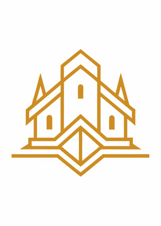 House luxury line art logo illustration on white backgroundのイラスト素材