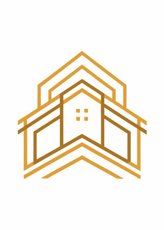 House luxury line art logo illustration on white backgroundのイラスト素材