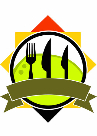 Restaurant logo illustration on white backgroundのイラスト素材