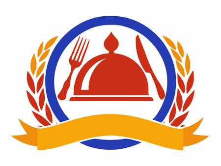 Restaurant logo illustration on white backgroundのイラスト素材