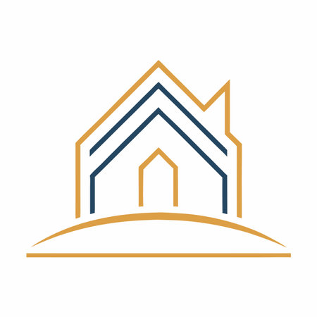 House luxury line art logo illustration on white backgroundのイラスト素材