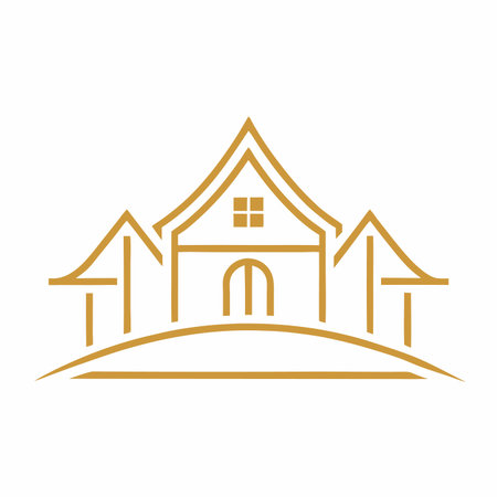 House luxury line art logo illustration on white backgroundのイラスト素材