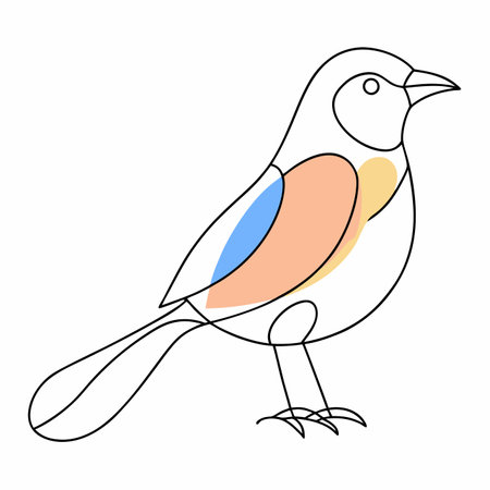 Abstract minimal bird continuous line art illustration on white backgroundのイラスト素材