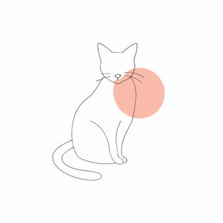 Abstract minimal cat line art illustration on white backgroundのイラスト素材