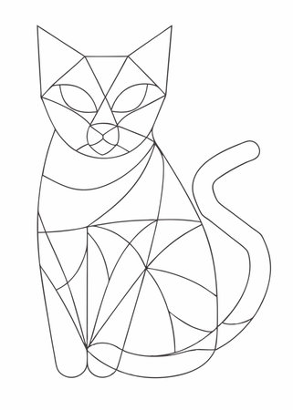Abstract minimal cat line art illustration on white backgroundのイラスト素材