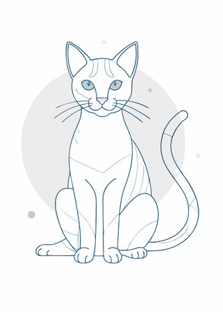 Abstract minimal cat line art illustration on white backgroundのイラスト素材