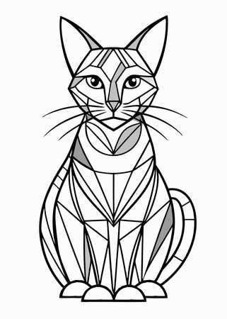 Abstract minimal cat line art illustration on white backgroundのイラスト素材