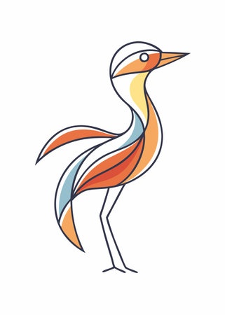Abstract minimal bird continuous line art illustration on white backgroundのイラスト素材