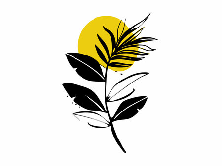 Botanical leaf minimal vector on white backgroundのイラスト素材