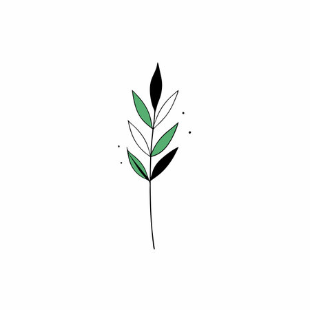 Botanical leaf minimal vector on white backgroundのイラスト素材