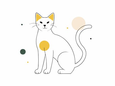 Cat line art illustration on white backgroundのイラスト素材