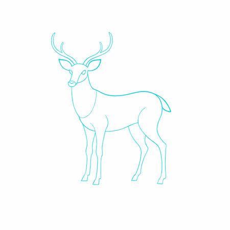 Deer minimal line art illustration on white backgroundのイラスト素材