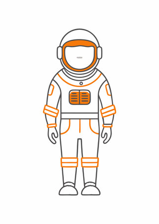 Astronaut abstract minimal continuous line art on white backgroundのイラスト素材