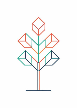 Tree abstract minimal continuous line art on white backgroundのイラスト素材