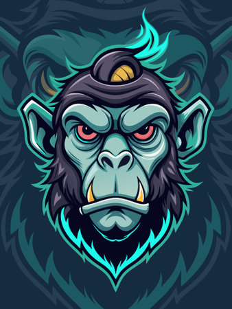 Cool smoking monkey head dark illustration for t-shirt graphicsのイラスト素材