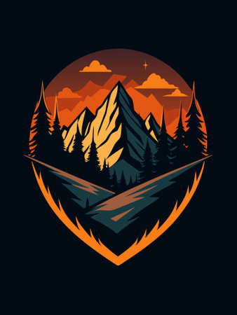 Mountain dark illustration for t-shirt graphicsのイラスト素材