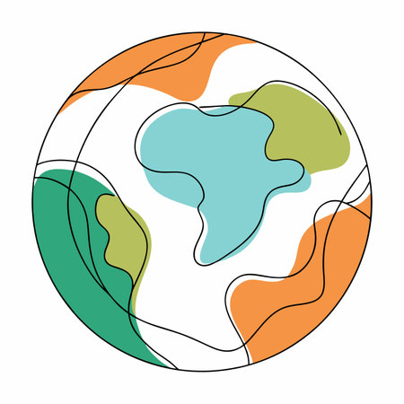 Abstract earth continuous line art illustration on white backgroundのイラスト素材