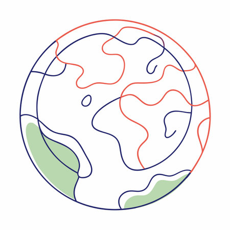 Abstract earth continuous line art illustration on white backgroundのイラスト素材