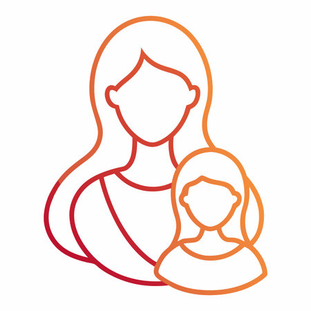 One line art of mother abstract minimal illustration on white backgroundのイラスト素材