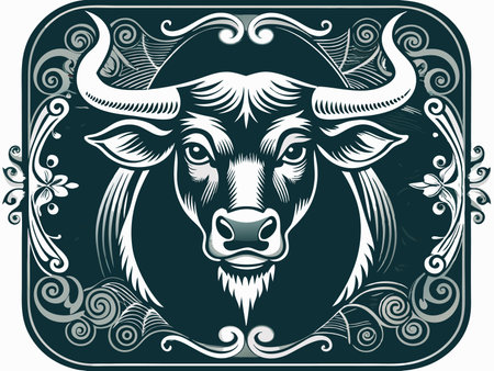Bull illustration on white backgroundのイラスト素材