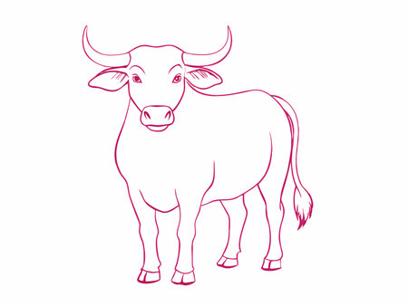 Bull illustration on white backgroundのイラスト素材