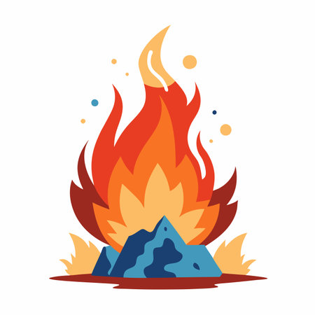 Abstract Burning bonfire illustration on white backgroundのイラスト素材