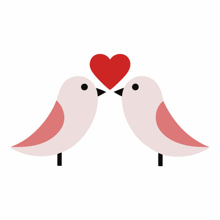 Valentine's day birds couple illustrationのイラスト素材