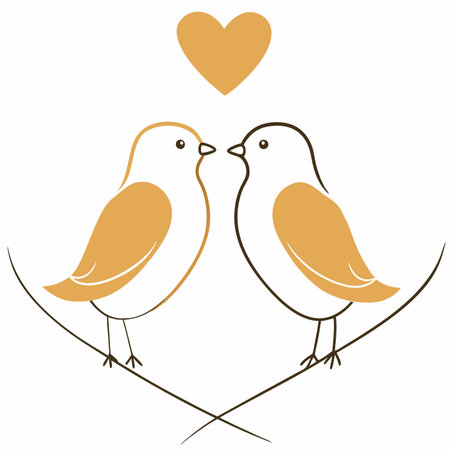 Valentine's day birds couple illustrationのイラスト素材
