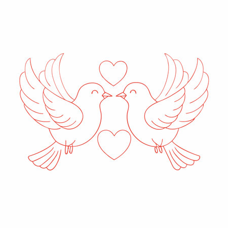 Valentine's day birds couple illustrationのイラスト素材