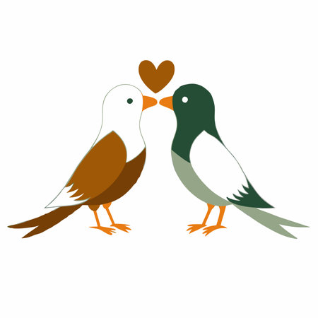 Valentine's day birds couple illustrationのイラスト素材