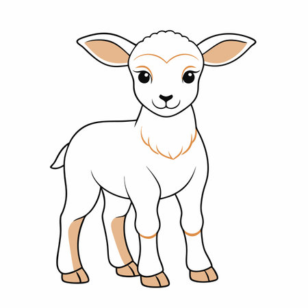 Cute baby sheep illustration on white backgroundのイラスト素材