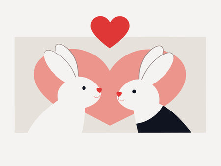 Valentine's day rabbits couple illustrationのイラスト素材