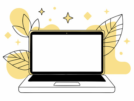 Laptop blank display illustration on white backgroundのイラスト素材