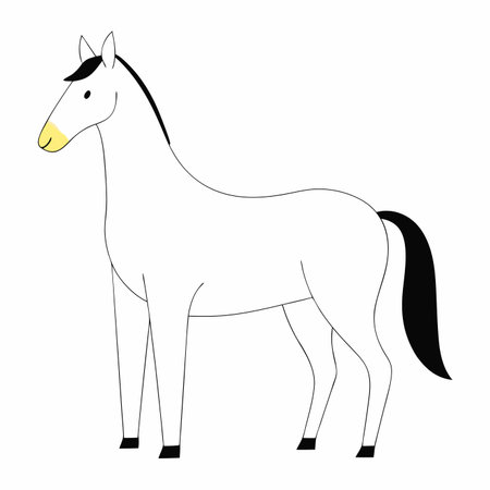 Horse minimal line art illustration on white backgroundのイラスト素材